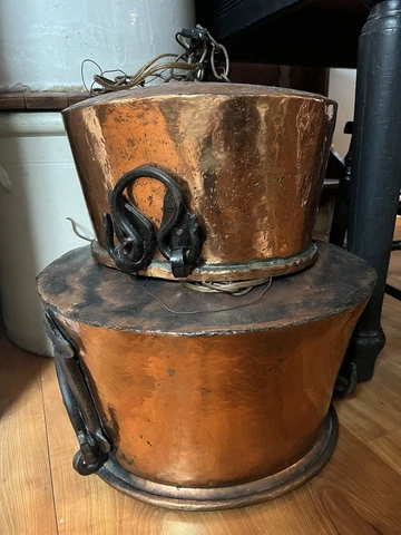 Large Copper Hanging Lights Antique Cauldrons Hand Made Pair-possible shipping Cover