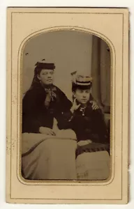 TINTYPE PORTRAIT OF TWO WELL DRESSED SISTERS - Picture 1 of 2