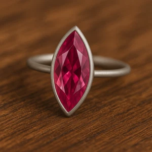 925 Anillo Plata de Ley Turmalina Rosa Corte Bisel Marquesita Mujeres Sizeall - Imagen 1 de 12