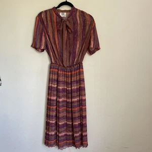 Vintage Australian 1970s OSTI Dress Midi Size Vintage 10 S M - Picture 1 of 9