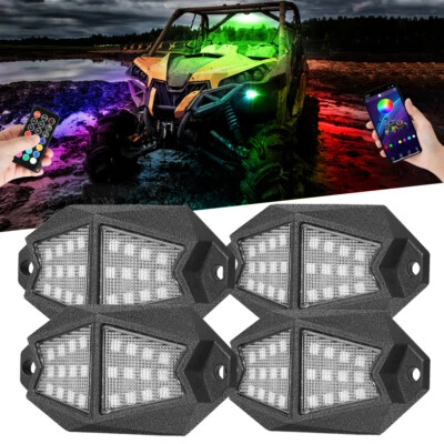 Luces de roca LED RGB 4 cápsulas 210° de ancho en las curvas para camioneta Ford F-150 F-250 F-350 Foto 1 de 4