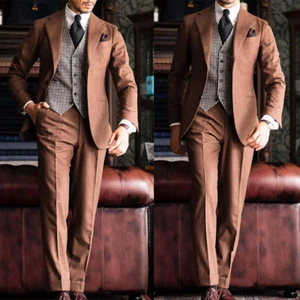 Men Suit Slim Fit 2 Piece Set Notch Lapel Formal Business Outdoor Casual Outfit - Picture 1 of 16