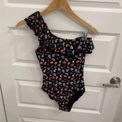 DKNY One Piece Bathing Suit Women’s Size 6.   BLACK Floral - Image 1 of 4