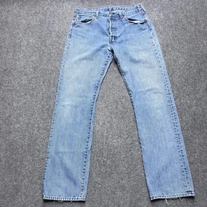 Jeans Levis 501 uomo 33x33 blu dritto classico bottoni lavaggio chiaro etichetta 34x34 - Foto 1 di 12