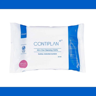 CONTIPLAN Incontinence Cleansing Barrier Cream Clinell Wipes [Packs of 8 Cloths]
