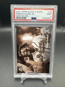 2023 Topps Black & White #38 Ronald Acuna Jr. Sepia /75 Mint PSA 9 🔥🔥🔥 - Picture 1 of 14