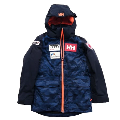 Helly Hansen Youth Ski Jacket Team Canada Audi Size 10 140 NEW Blue Camo Snow - Image 1 of 4