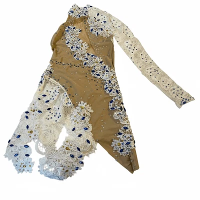 Fantasia de dança de salão solo glamourosa madura feita sob medida strass SA adulto - Imagem 1 de 4