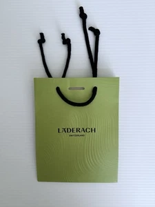 Rare Läderach Switzerland Green Gift Bag Rope Handles Floral Interior Boutique - Picture 1 of 7