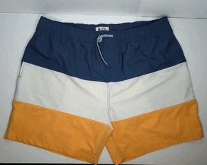 Reyn Spooner Men XLarge Color Block Swim Trunks 7" Inseam Blue White Yellow - Picture 1 of 10