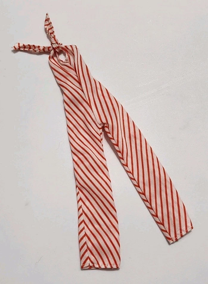 芭比裤子连体裤最佳购买 #9958 红色条纹挂绳复古 1977 年娃娃衣服 — 第 1/4 张图片