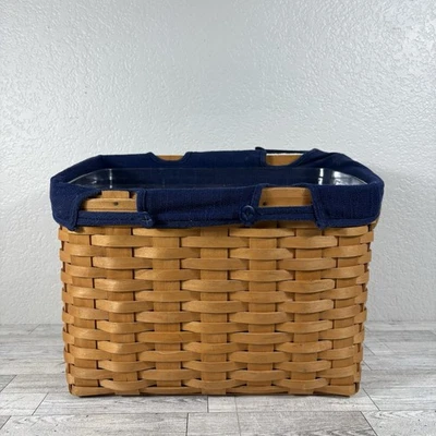 VTG LONGABERGER 1999 Handwoven MAGAZINE BASKET W/ Plastic Insert - Image 1 of 4