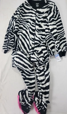 Nick & Nora женщин флис Sleepwear пижамы ножки Footie PJ зебра новый XXL - Изображение 1 из 4