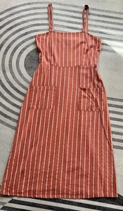 Brave Soul Sundress Salmon Pink & White Stripe Sz S Or UK 10 - Picture 1 of 6