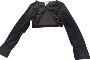 Jona Michelle Girls Black Velvet Open-front Cropped Jacket for Over A Dress - Picture 1 of 5