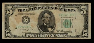 FR 1962-G* $5 1950 A Federal Reserve Note US - Star Note - SKU-CA1275 - Picture 1 of 2