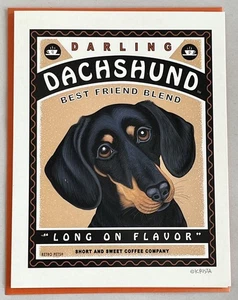 Dachshund Card "Darling Dachshund" Small Greeting Card. Krista Brooks, RetroPets - Picture 1 of 2