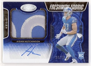 Parche de radiocontrol azul espejo Aidan Hutchinson 2022 certificado Panini automático/10 #220 Lions - Imagen 1 de 2
