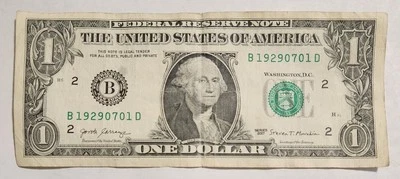 JULY 1st, 1929  BIRTHDAY NOTE FANCY SERIAL NUMBER 2017 $1 Dollar Note - Image 1 of 3