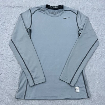 Nike Pro Combat Shirt Men's Small Gray Fitted Hyperwarm Compression Long Sleeve - Image 1 of 4