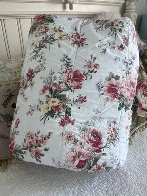 🌷 Impresionante Enagua Ralph Lauren, Edredón Doble Rosa Rosas Floral Usado en Excelente Condición Casa de Campo Foto 1 de 4