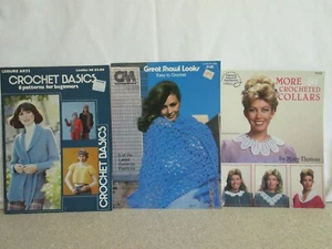 3 Crochet Booklets Lot-Basics,Shawls, Collars - Picture 1 of 6