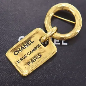 CHANEL 31. RUE CAMBON PARIS Plate Used Pin Brooch Gold Plated 1188 #CG961 M - Picture 1 of 4
