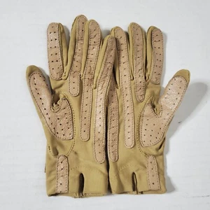 Vintage Aris Isotoner Gloves Grip Touch Antron Nylon Spandex Tan Womens - Picture 1 of 5