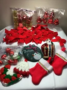 KONVOLUT GEMISCHT VINTAGE MINI CHRISTBAUMSCHMUCK Glocken Schleifen Strümpfe Kugeln 83 - Bild 1 von 12