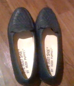 DARK NAVY Pre-Owned 'THE BODY SHOE' BY HUSH PUPPIES WOMENS COMFORT CURVE LEATHER - Picture 1 of 9