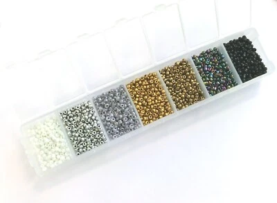 3500 Rocailles ca.2mm Perlen 12/0 Box Mix metallisch Glass Seed Beads rund - Bild 1 von 3