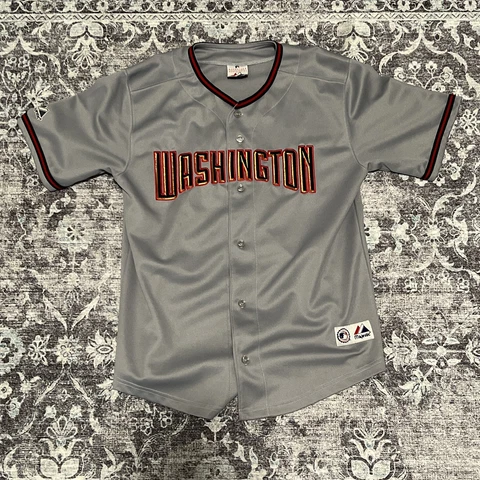 Majestic Washington Nationals MLB Jersey Youth Kids Large Grey Blank Back Cover