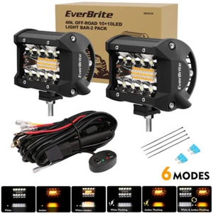 EverBrite 2PCS 4-Inch Led Pods 60W Off Road Light Pods 6 Mode White Amber Strobe - Bild 1 von 10