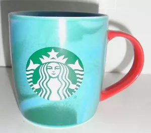 Starbucks 2024 Christmas Green Swirl mit rotem Henkel Kaffee/Kakao Becher 11 Oz - Bild 1 von 8