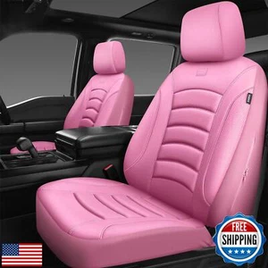 CAR PASS 3D Foam PU Leather Pink Car Seat Covers, Universal Seat Covers Front - Picture 1 of 5