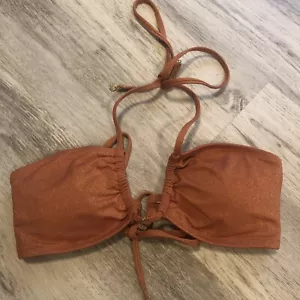 Victorias Secret Bikini Swim Top Halter Bandeau Size Small Burnt Orange Shimmer - Picture 1 of 6