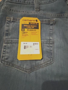 Carhartt Jeans Men 36 x 34 Blue Relaxed Fir BD2804-M Work Utility Rugged Flex - Picture 1 of 8