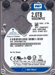 WD20NPVZ-82WFZT0 dcm: EBMTJBKB Tailandia MAYO / 2017 2 TB SATA 2,5" HDD C9-13 - Imagen 1 de 4