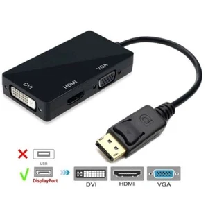 3 in 1 DisplayPort DP to HDMI DVI VGA Audio USB Adapter Converter Cable For PC - Picture 1 of 8