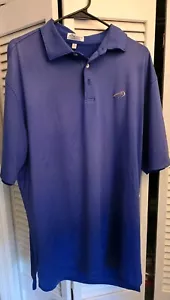 Peter Millar Mens XL Blue Summer Comfort Short Sleave Soild Print Pelican Logo - Picture 1 of 5