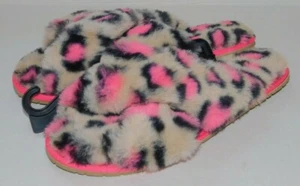 Girls Slippers Leopard Cheetah Print SOFT w/ Outdoor Soles 11 12 13 1 4 5 - Picture 1 of 7