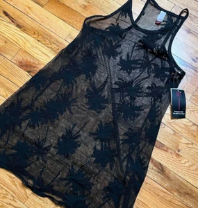 No Boundaries Netz Strand Cover Up Palmenmuster Neu mit Etikett Größe S/3-5 eingestellt schwarz - Bild 1 von 7