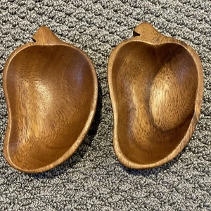 Monkey Pod Wood Bowl Snack Dish Set of 2 Pair Philippines - Picture 1 of 7