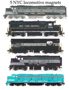 Juego de 5 imanes de locomotoras New York Central Andy Fletcher - Imagen 1 de 1