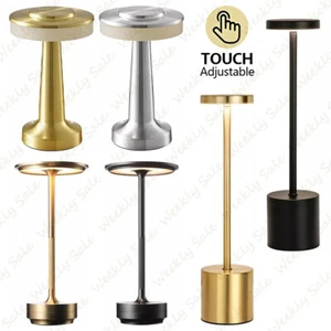 LED Cordless Metal Table Desk Lamp Touch Control Dimmable Night Light Bedside US - Picture 1 of 18