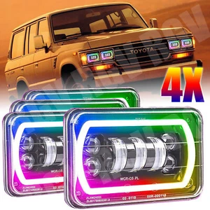 For FJ80 FZJ80 Toyota Landcruiser 60 80 Series 4X6" Inch LED Headlights RGB Bulb - Bild 1 von 12