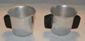 VINTAGE MCM CHROME ALUMINUM CREAMER AND SUGAR BOWL SET WITH BAKELITE HANDLES - Picture 1 of 12