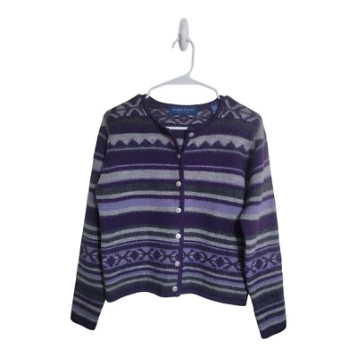 Suéter De Colección Karen Scott Mujeres PS Lana Fair Isle Cárdigan Grandmacore Vacaciones  Foto 1 de 4