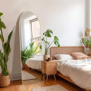 Full Length Mirror with Stand, Modern Arched Floor Mirror for Bedroom, Dressing - Picture 1 of 38
