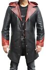 MEN'S GENUINE RED AND BLACK LEATHER WINTER WEAR TRENCH OVERCOAT